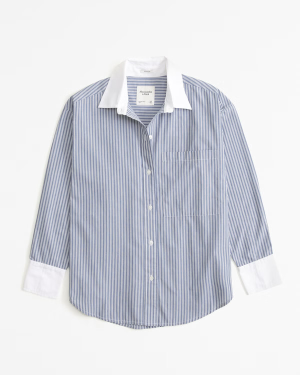 Women's Oversized Poplin Shirt | Women's Clearance | Abercrombie.com | Abercrombie & Fitch (US)