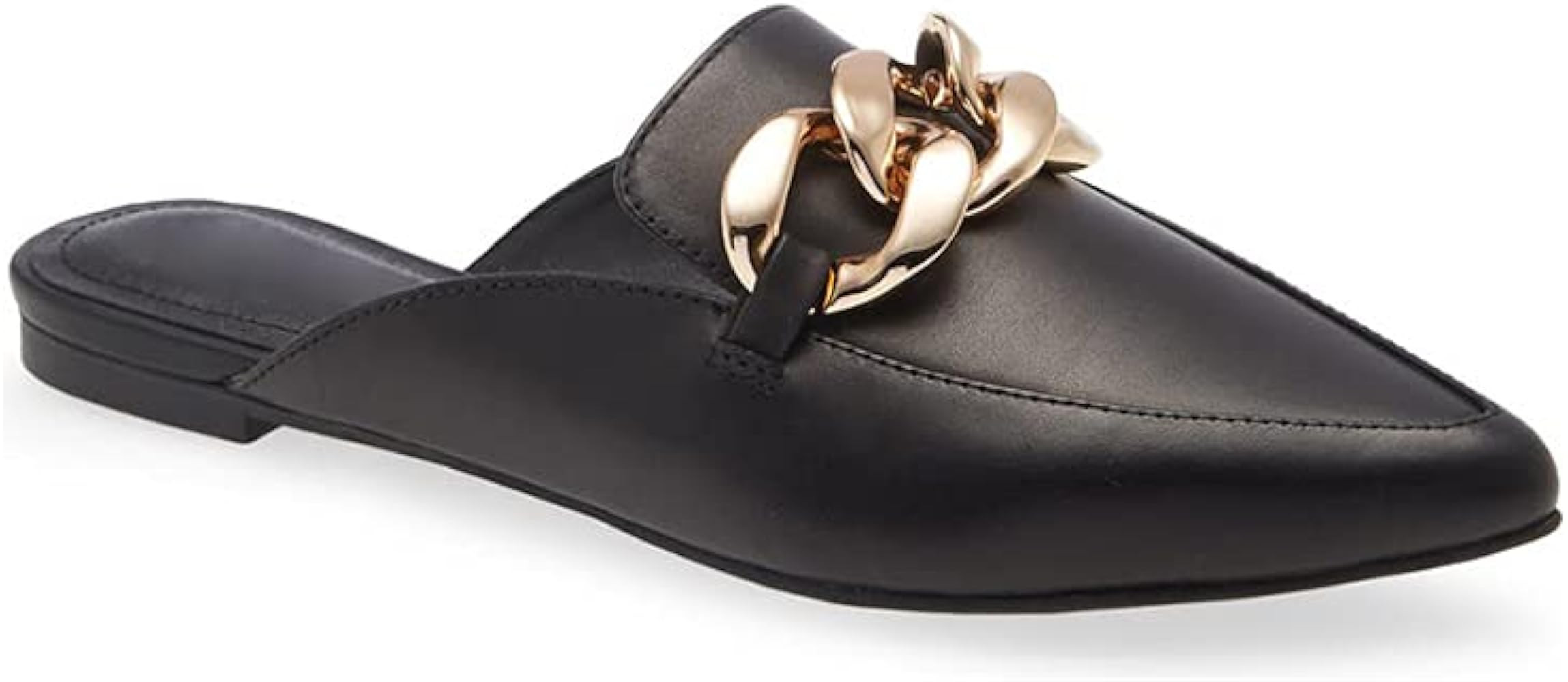 Juliet Holy Womens Mules Flats Pointed Toe Backless Loafers Slip on Metal Chain Slides | Amazon (US)