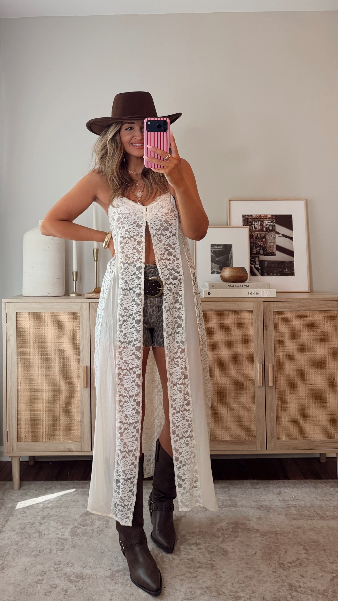35% off with LEANN35 if expired use LEANN30 this long line lace top is so pretty!! i’m in a size S. boots run a little big if in between, size down. vici, festival, country concert outfit 

#LTKFestival