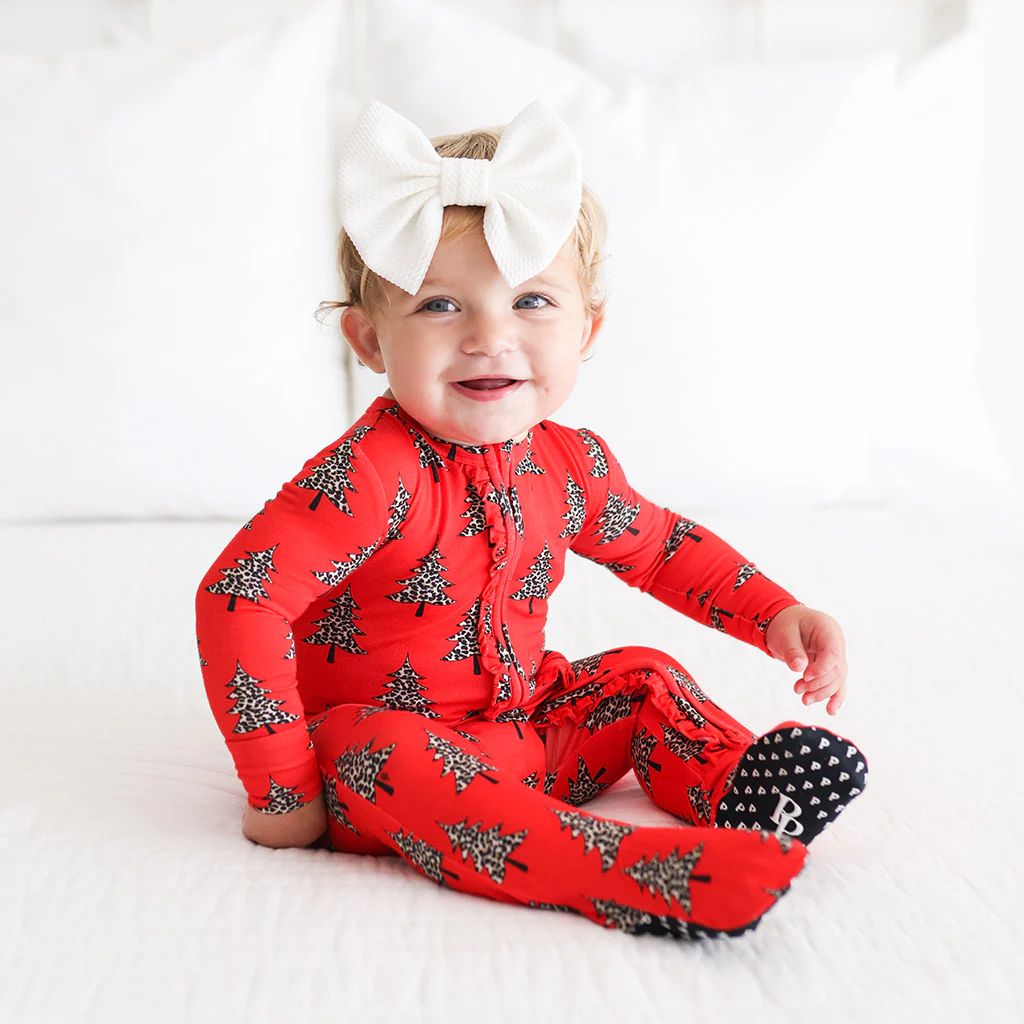 Christmas Tree Red Baby Girl Sleeper | Poshmas Lana | Posh Peanut