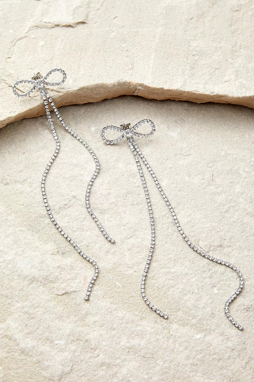 Silence + Noise Diamante Bow Extreme Drop Earrings | Urban Outfitters (EU)