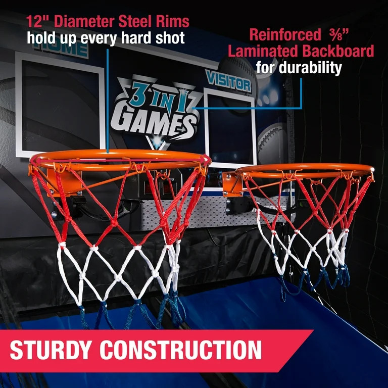 81" 3-in-1 Combo Game, Basketball, Football, and Baseball, LED Scoring, by MD Sports | Walmart (US)