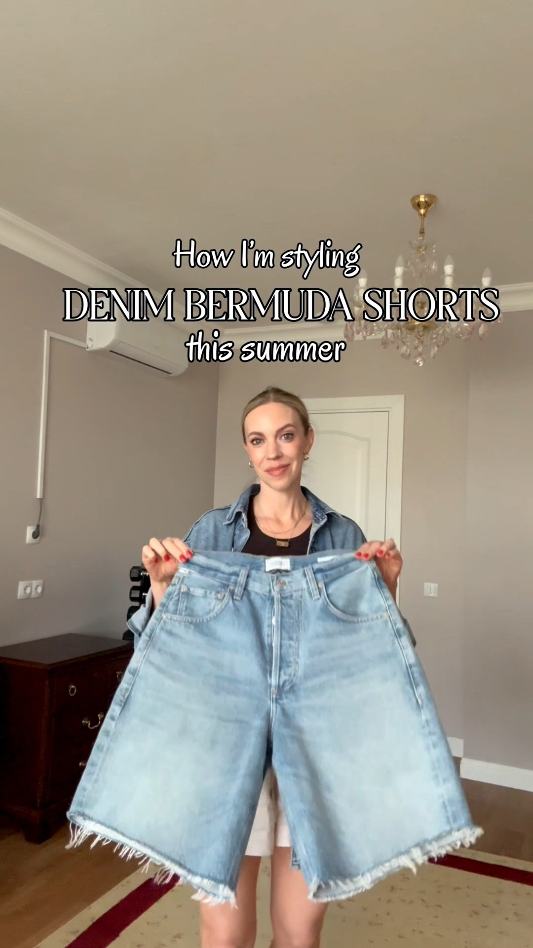Denim bermuda shorts outfit ideas - try one with a fitted tank and kitten heels for a chic summer look

#LTKgrwm #LTKOver40 #LTKSaleAlert