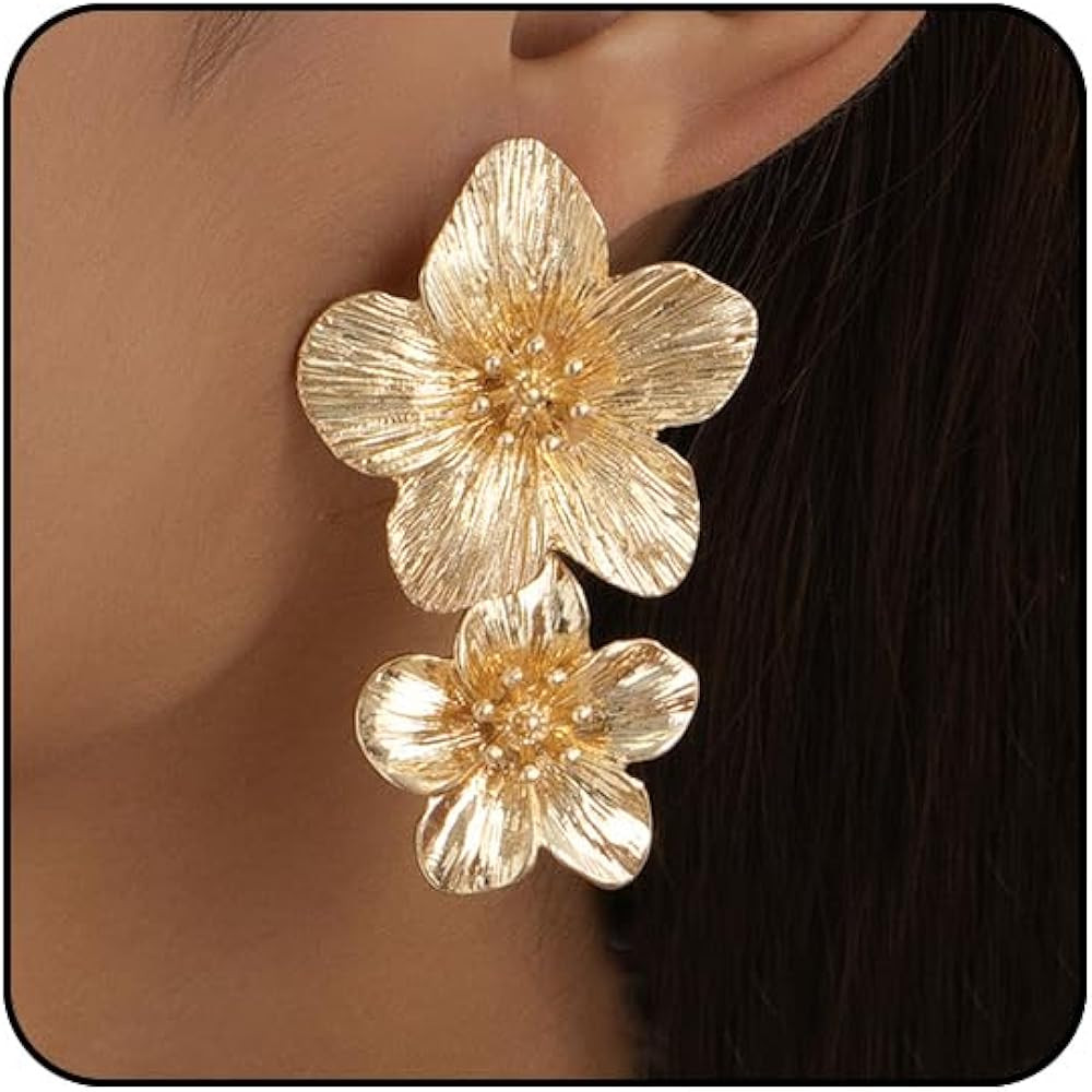 Pink Flower Earrings for Women White Floral Earring Big Statement Earrings for Women Large Purple... | Amazon (US)