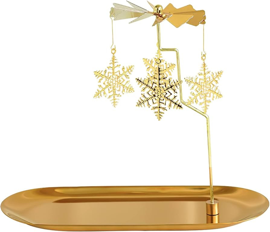 Creahaus Spinning Candle Holder with Tray, Glod Carousel Candle Spinner, Rotating Metal Tea Light... | Amazon (US)