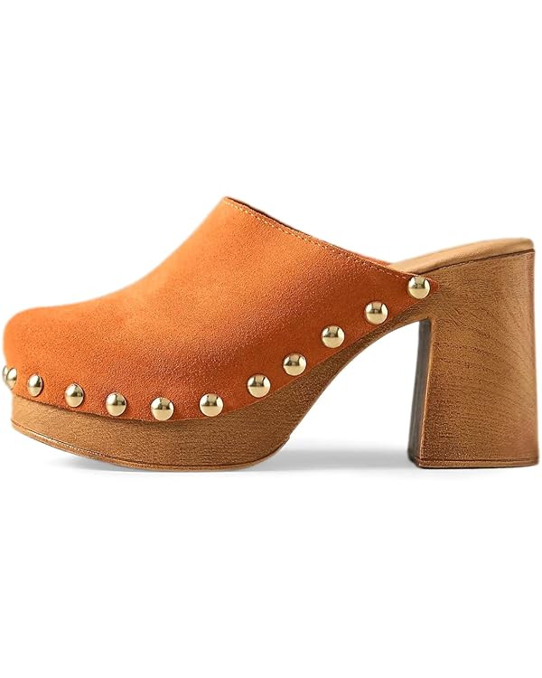 YDN Women's Platform Slip On Clogs Mules Cork High Heel Round Toe Rivet Studded Sandals Comfy Ind... | Amazon (US)