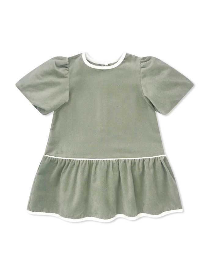 Harper Dress - Leyland Green Velvet | Lullaby Set