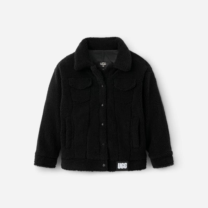 UGG® Women's Frankie Sherpa Trucker Jacket Fleece/Recycled Materials in Black, Size XS | UGG (US)