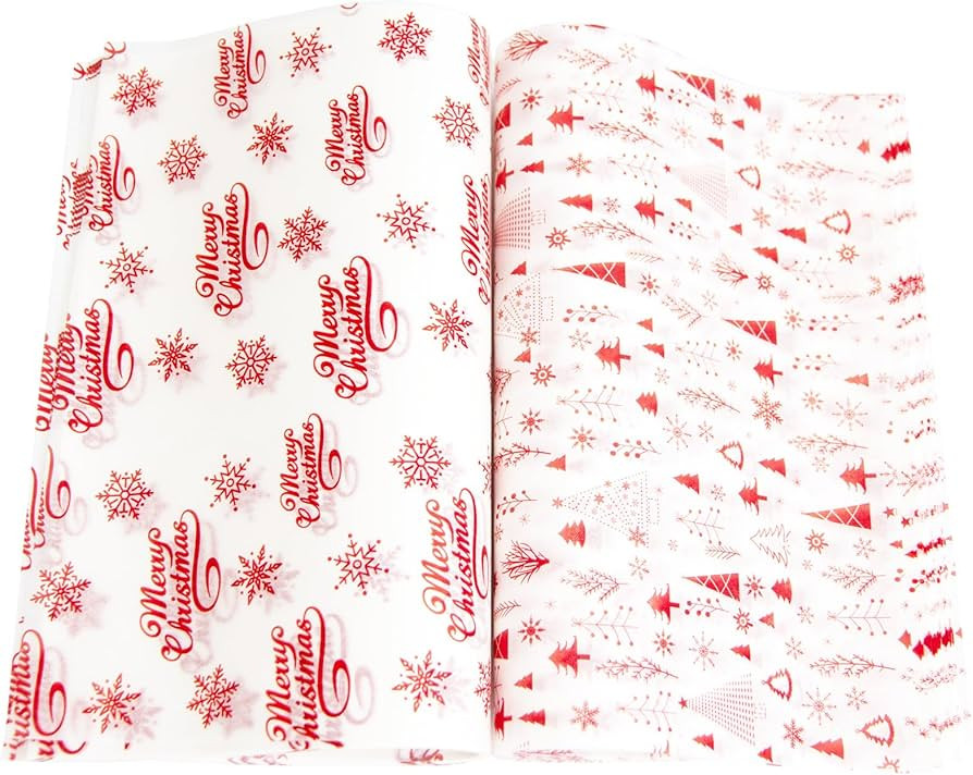 Christmas Wax Paper Sheet 100PCS Snowflakes Parchment Paper Christmas Food Wrapping Paper Wax Bak... | Amazon (US)
