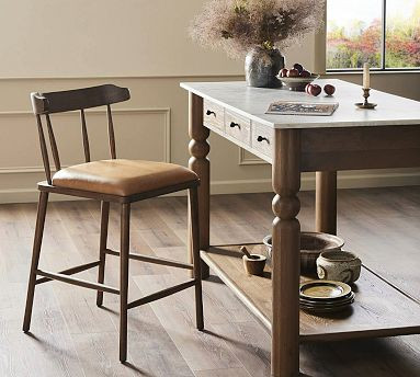 Lune Leather Stool | Pottery Barn (US)