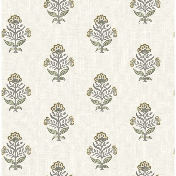 Hollyhock Honey Floral Crest Wallpaper | York Wallcoverings