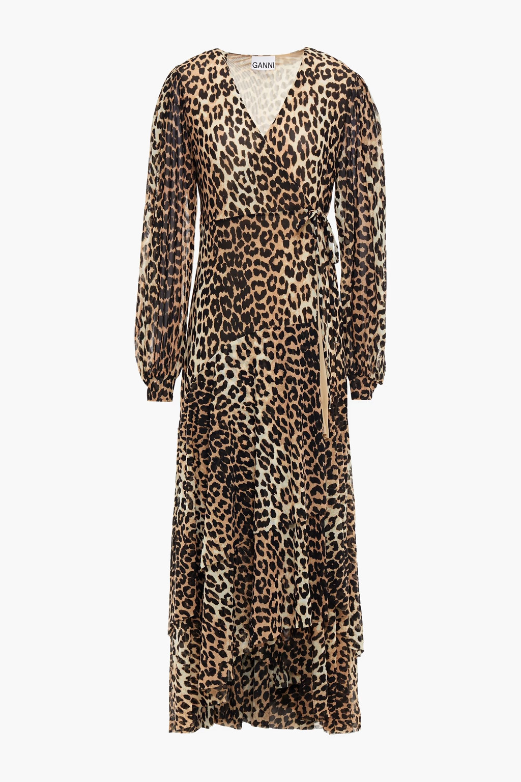 Leopard-print stretch-mesh midi wrap dress | The Outnet (UK and Europe)