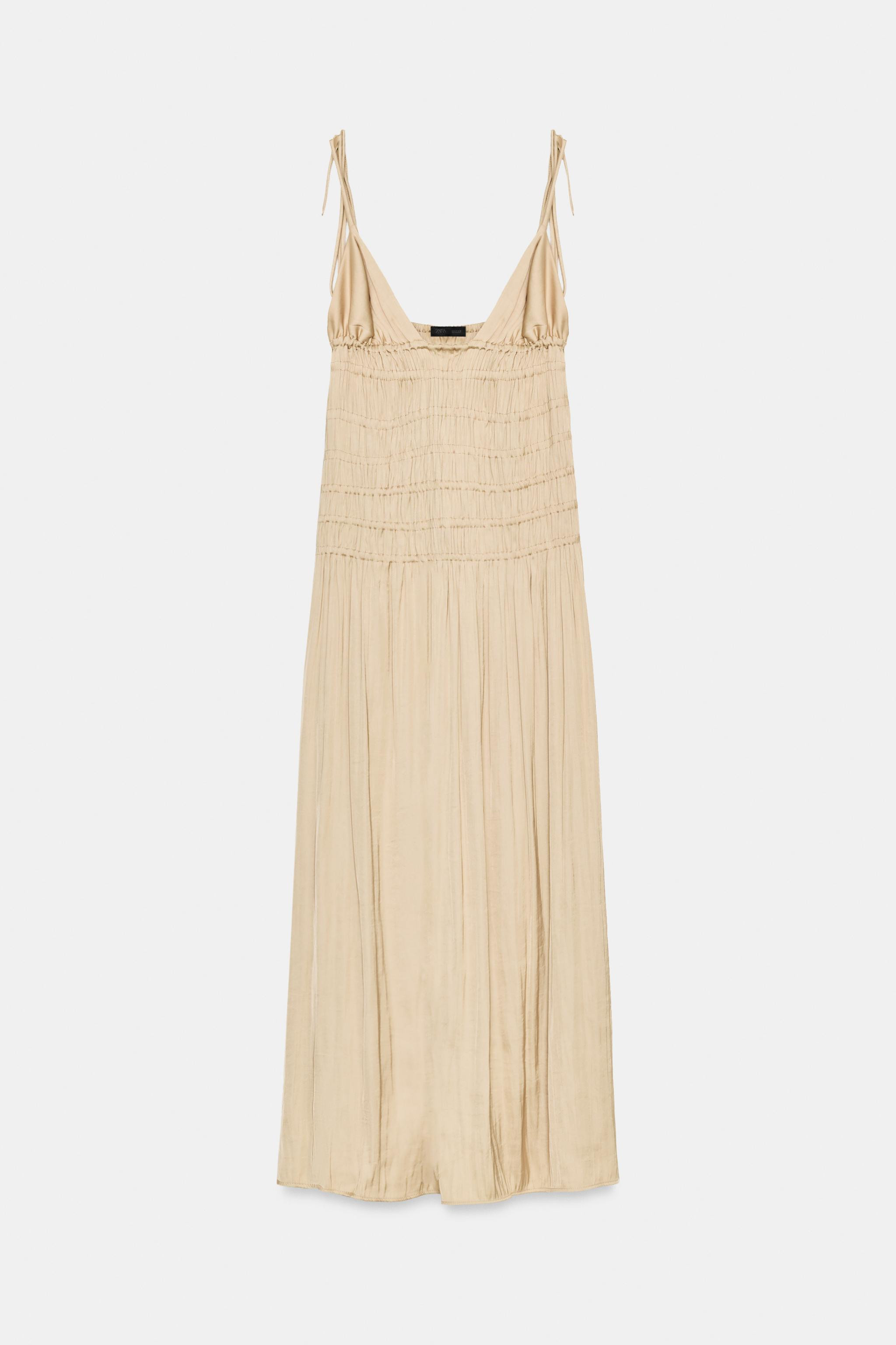 SATIN MIDI DRESS WITH GATHERING | Zara UK