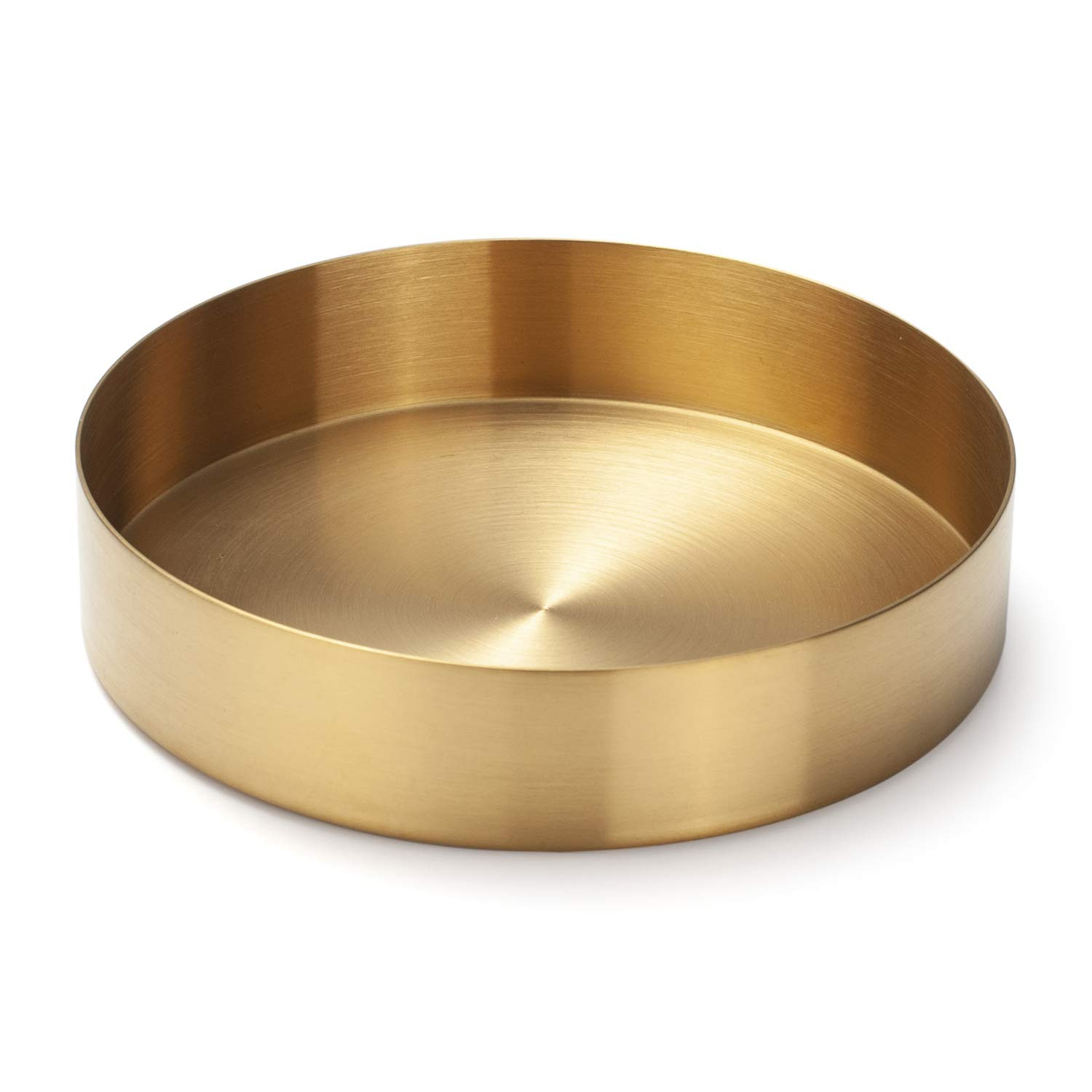 Round Gold Tray Stainless Steel Jewelry, Make up, Candle Plate Decorative Tray (5.5 inches) | Amazon (US)
