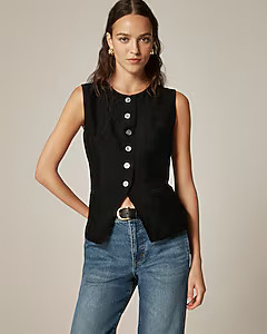 Essential cutaway vest top in textured satin | J. Crew US