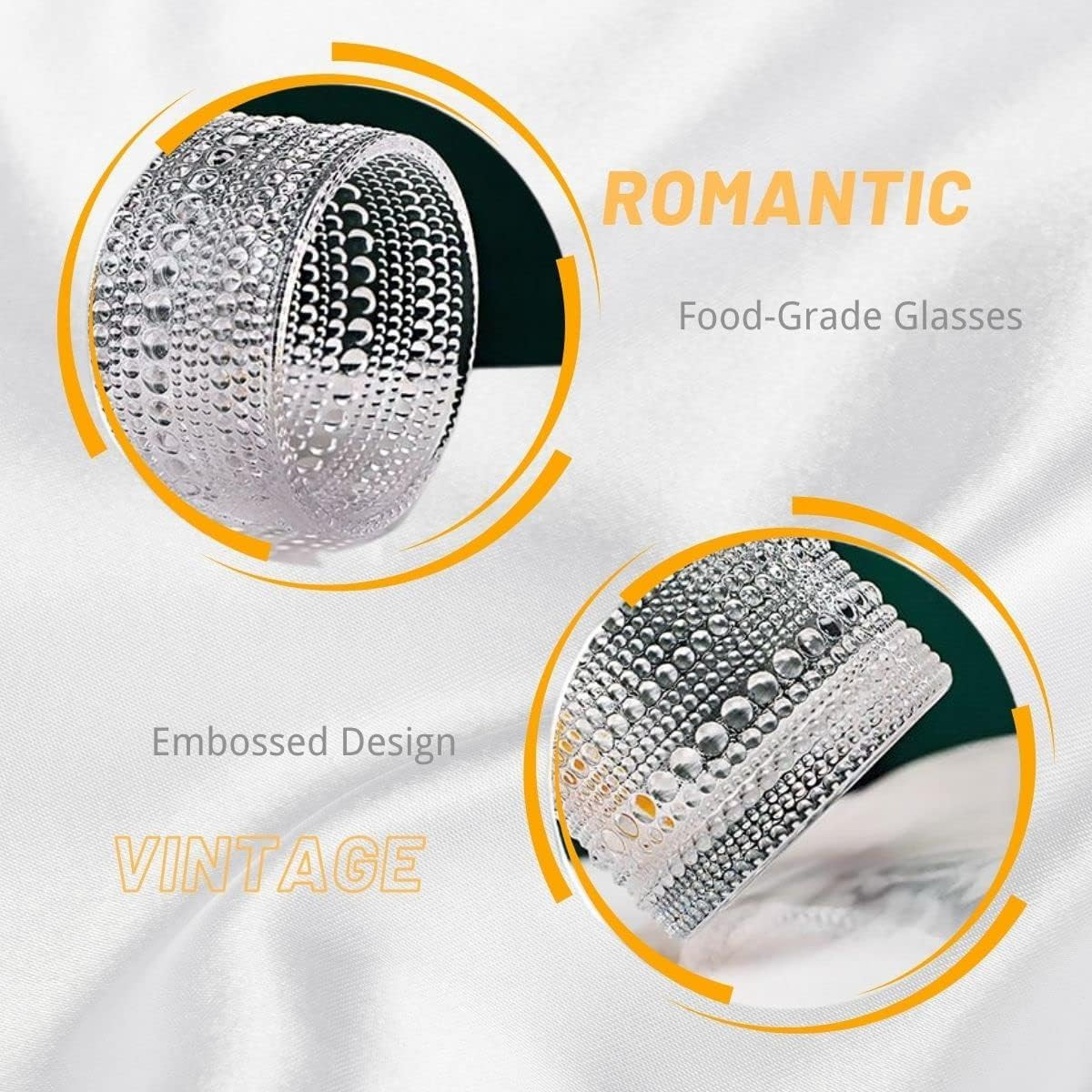Cocktail Glasses 10 oz Hobnail Drinking Glasses Set of 6, Vintage Glassware, Textured Glass Cups ... | Amazon (US)