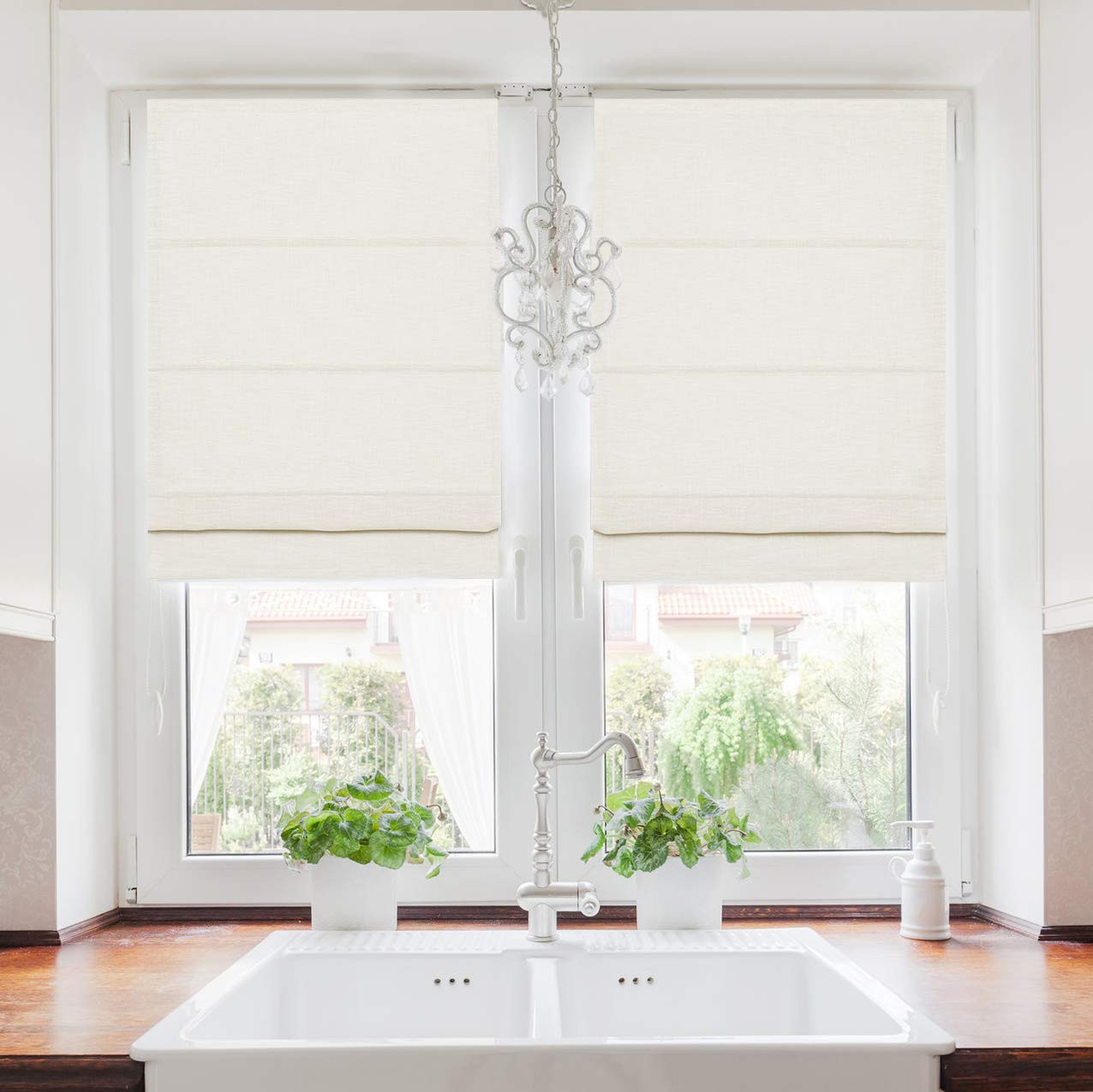 TWOPAGES Roman Blinds Linen Roman Shade for Kitchen Windows, Custom Made Roman Window Shade Room ... | Amazon (US)