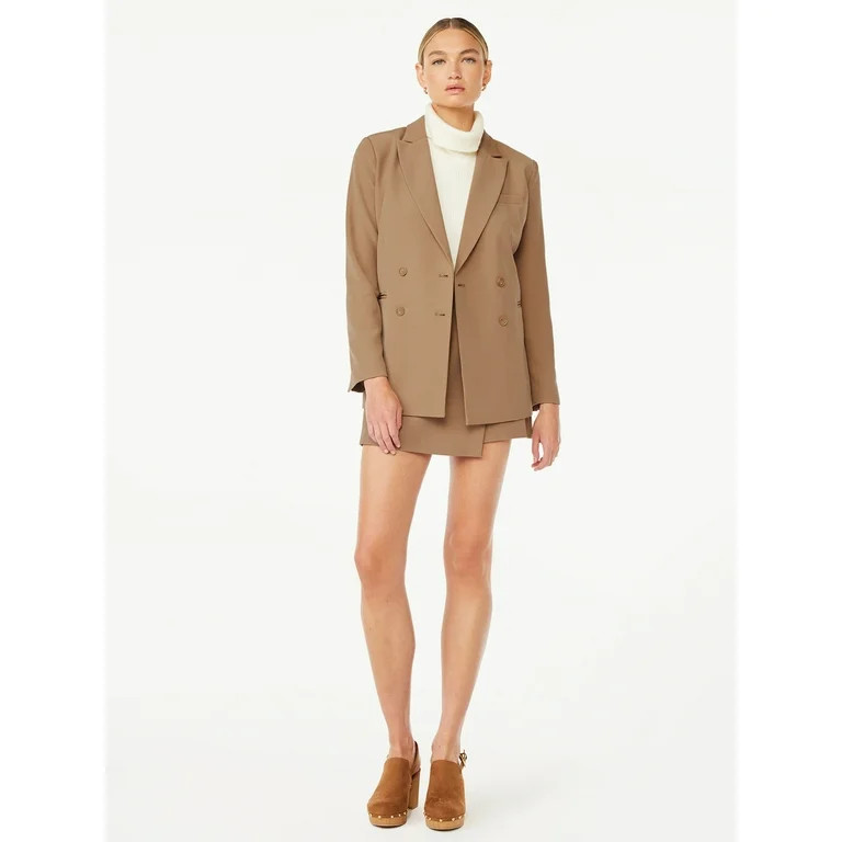 Scoop Women’s Slouchy Double Breasted Blazer, Sizes XS-XXL - Walmart.com | Walmart (US)