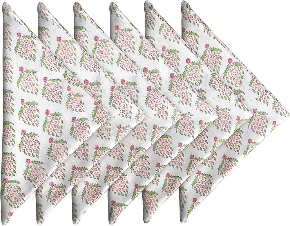 Craftbot Washable Cotton Print Napkins 18x18 inches - Set of 6 - Everyday Use or Dinner Party and Ev | Amazon (US)