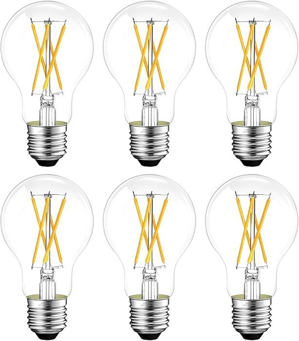 Dimmable E26 LED Bulb 6W, 60 watt Equivalent, Vintage LED Edison Bulbs 2700K Soft White, A19 Clea... | Amazon (US)