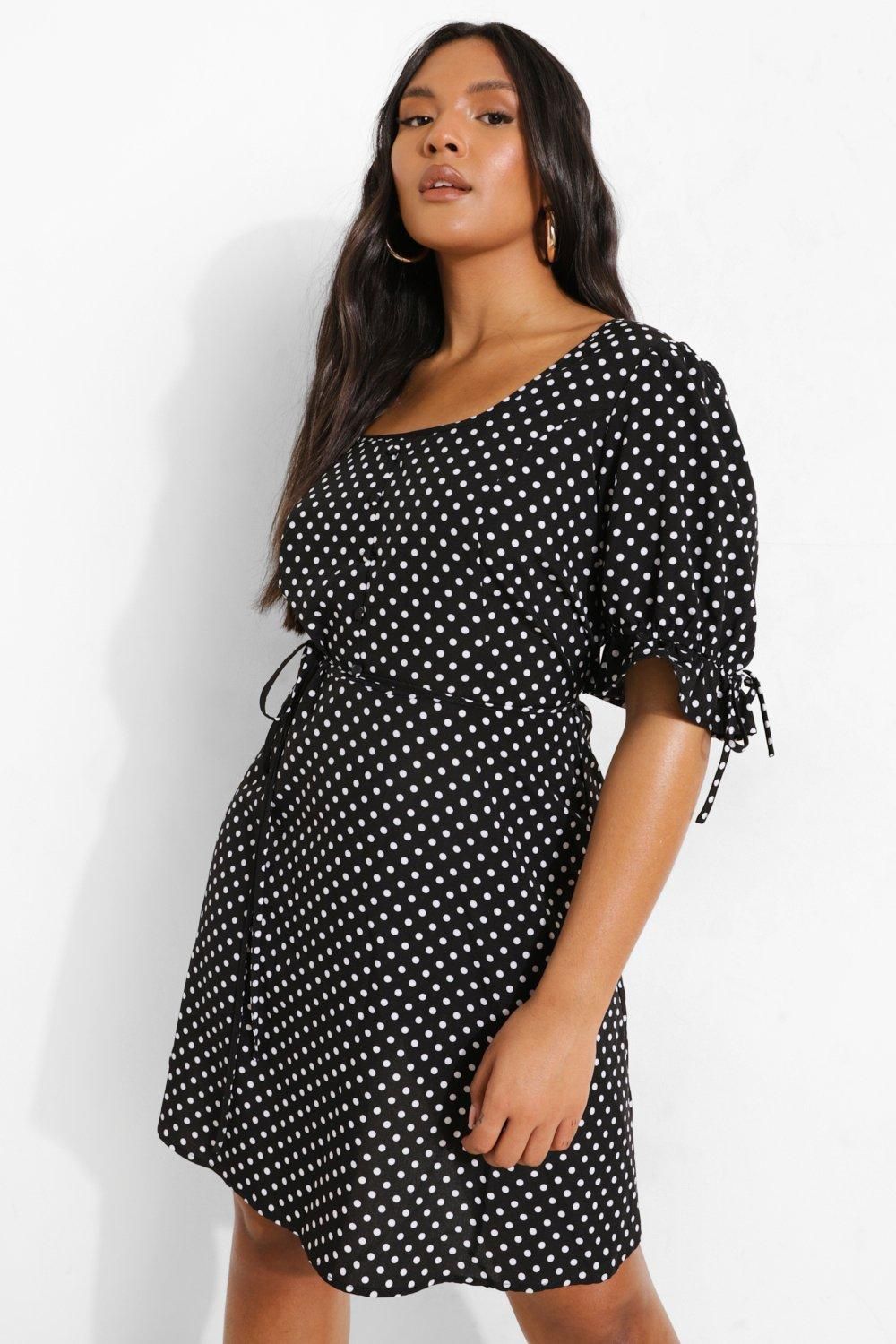Plus Woven Polka Dot Tea Dress | Boohoo.com (US & CA)