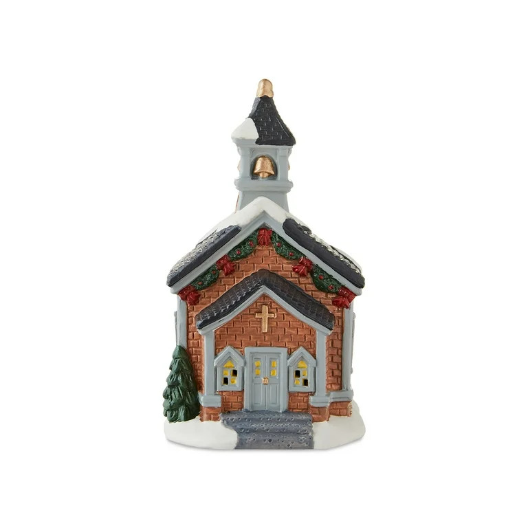 Porcelain Church Mini Christmas Village Building, Multicolor, 4.72", by Holiday Time | Walmart (US)