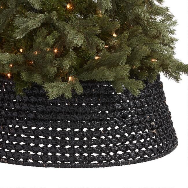 Black Seagrass Cane Open Weave Tree Collar | World Market