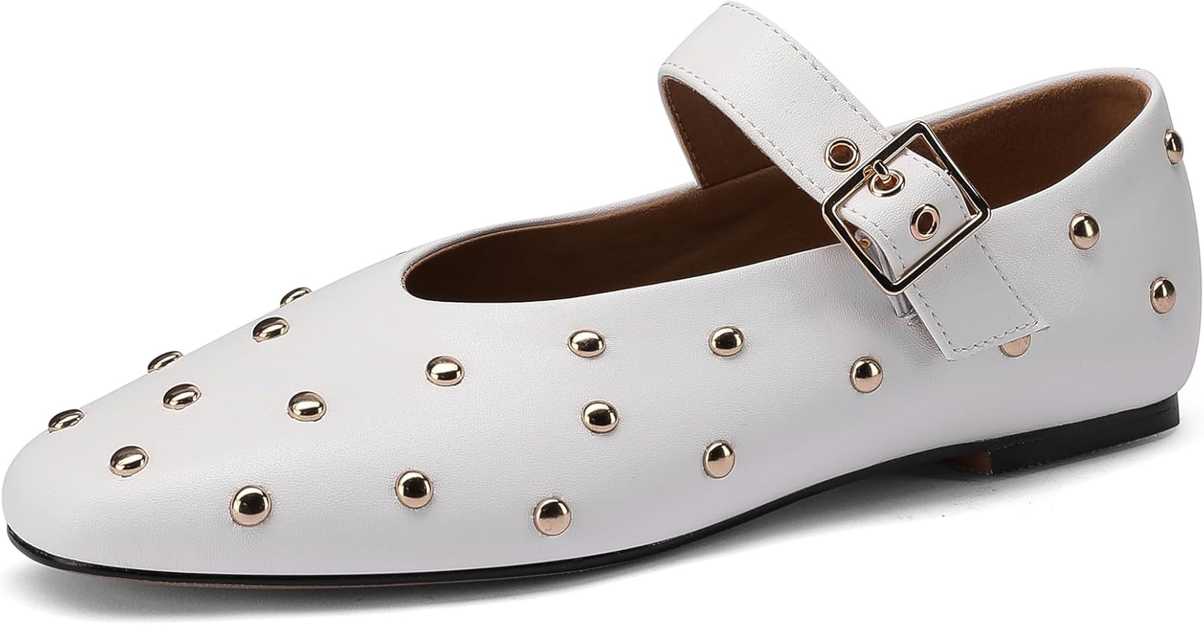 Stylish Mary Jane Studded Flats for Women Comfortable Ballet Buckled Ballerina Shoes for Work, Of... | Amazon (US)