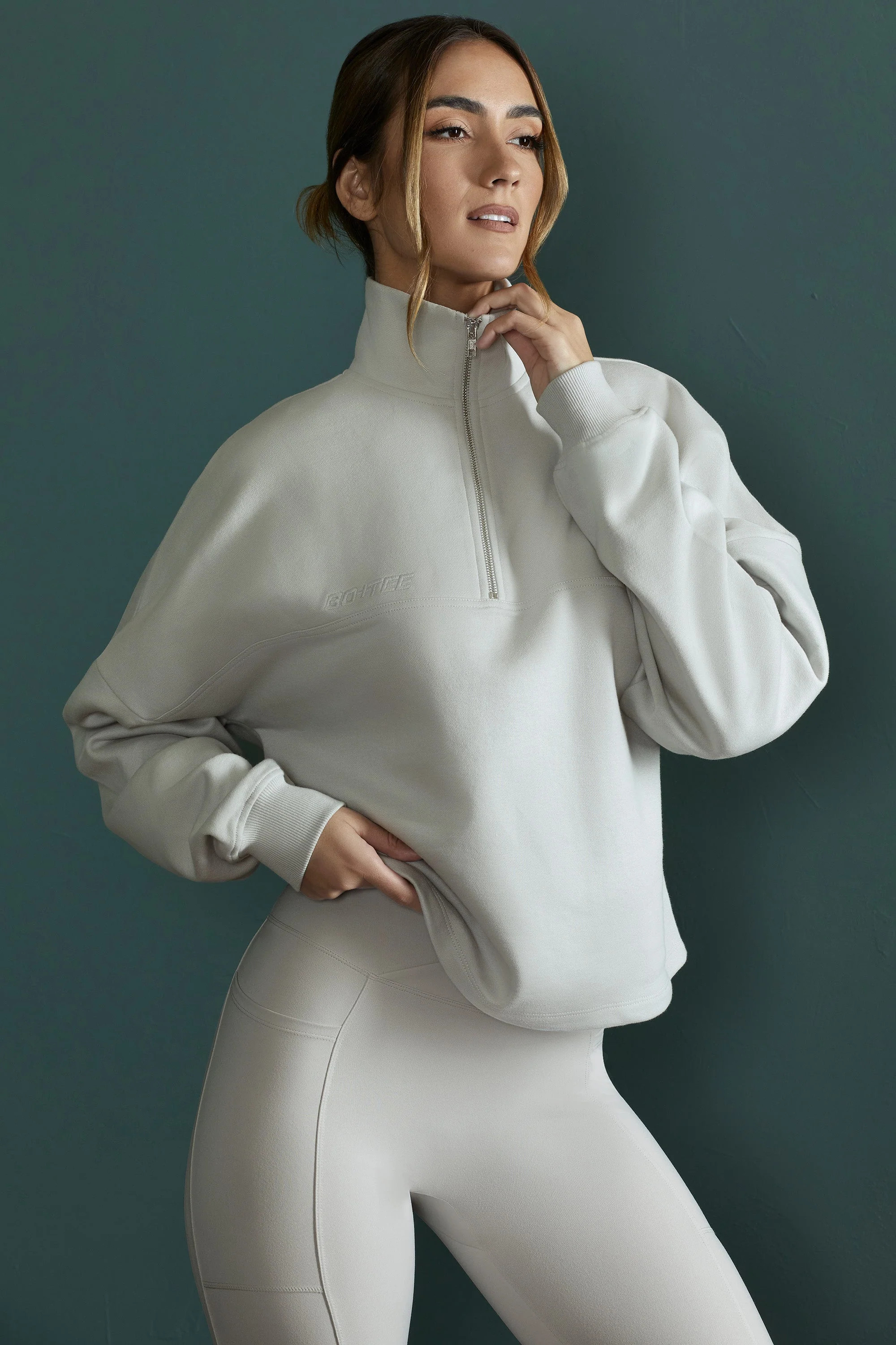 Oversized Half Zip Sweatshirt in Grey | Oh Polly