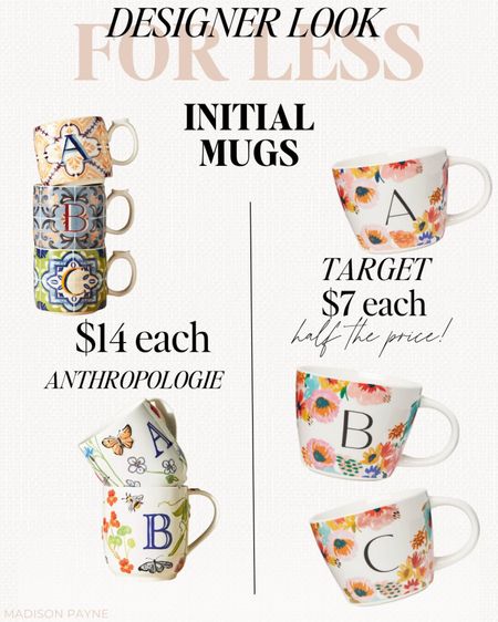 Initial mug inspo from Anthropologie for half the price at Target 🎯 I love 💗 the florals in all of them! Anthropology, Target find, Madison Payne 

#LTKSeasonal #LTKFind #LTKxAnthro