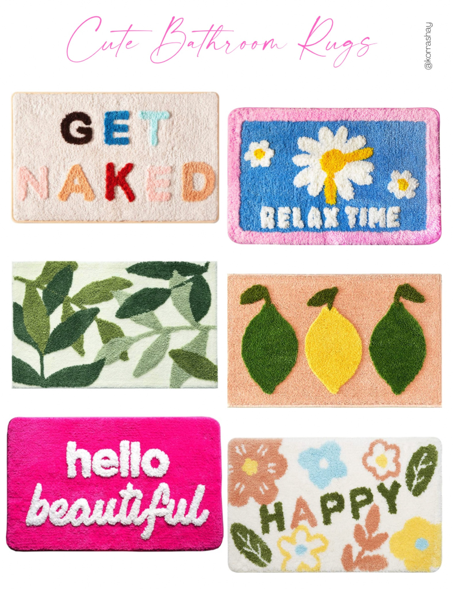 Cute bathroom rugs!!

Colorful and fun bath rugs that will add a fun touch to your bathroom!!

#LTKU #LTKunder100 #LTKhome