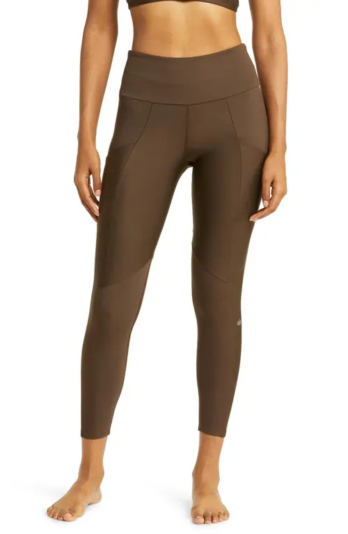 Alo Airlift Rib Enchanted 7/8 Leggings in Espresso at Nordstrom, Size Large | Nordstrom