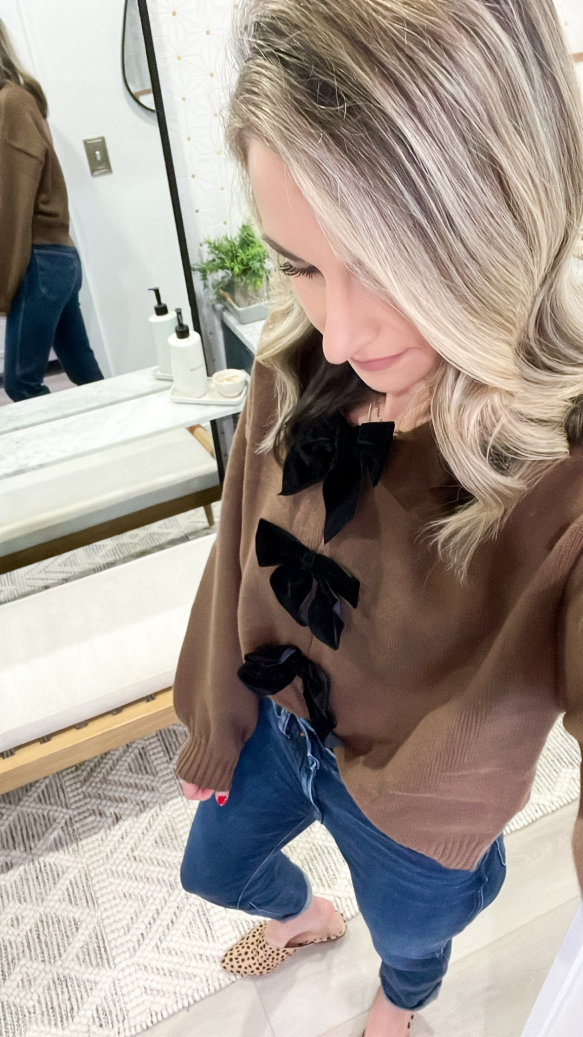 Wearing an XS in the sweater - brown, 24s in the jeans, and a 0 in the jacket! I’d say all fit true to size!



#LTKSaleAlert #LTKSeasonal #LTKHoliday