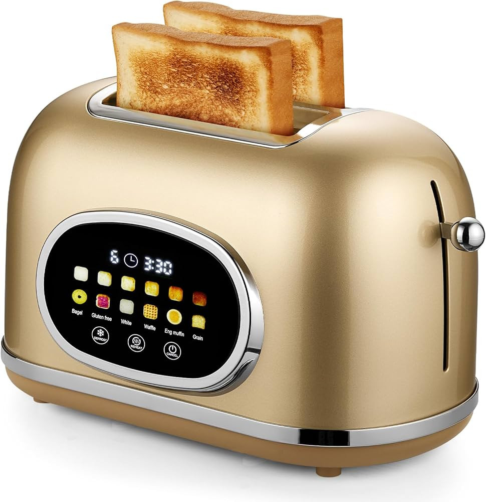 Roter Mond 2 Slice Toaster Smart Touch Screen, Retro Stainless Steel Bread Toaster with Digital T... | Amazon (US)