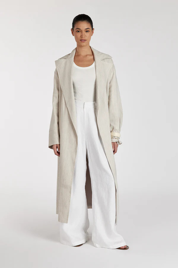 JOSEPHINA NATURAL LINEN BLEND TRENCH COAT | DISSH