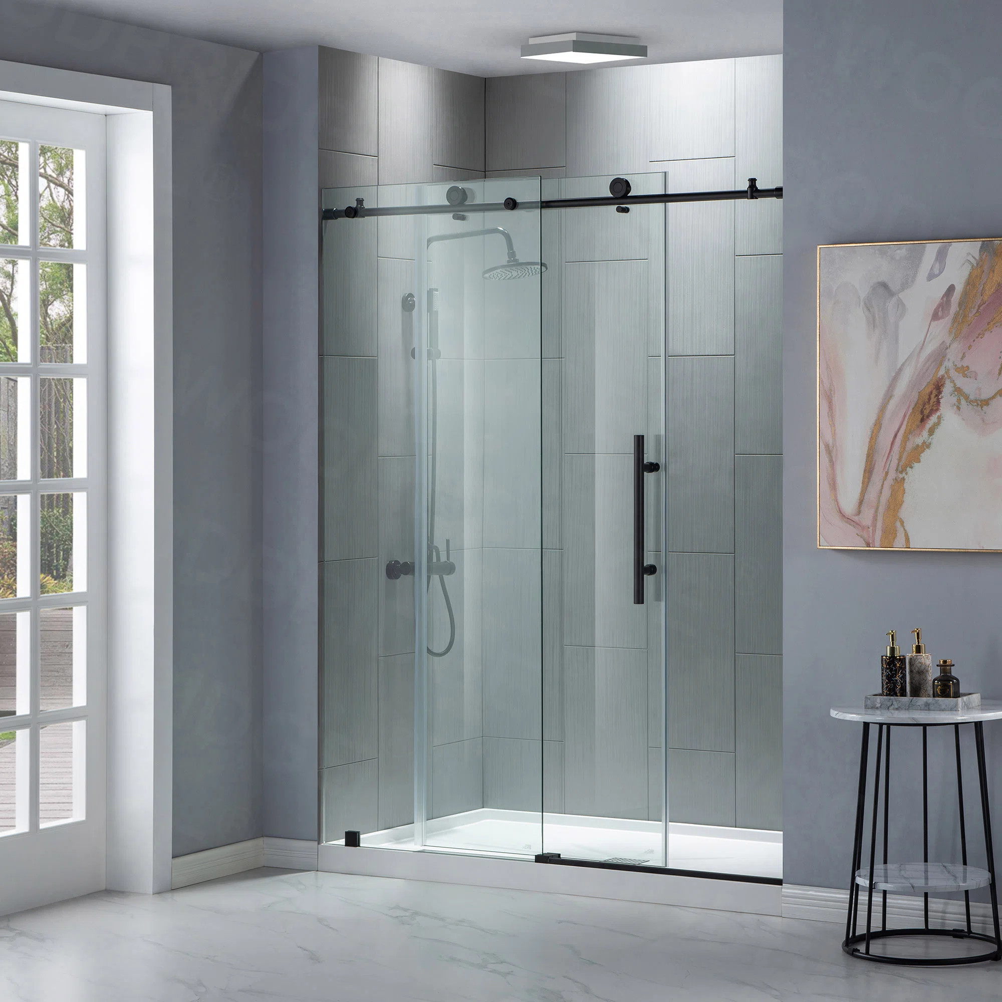 56"-60" W x 76" H Single Sliding Frameless Shower Door | 3/8" (10mm) Thickened Upgrade Tempered G... | Wayfair North America