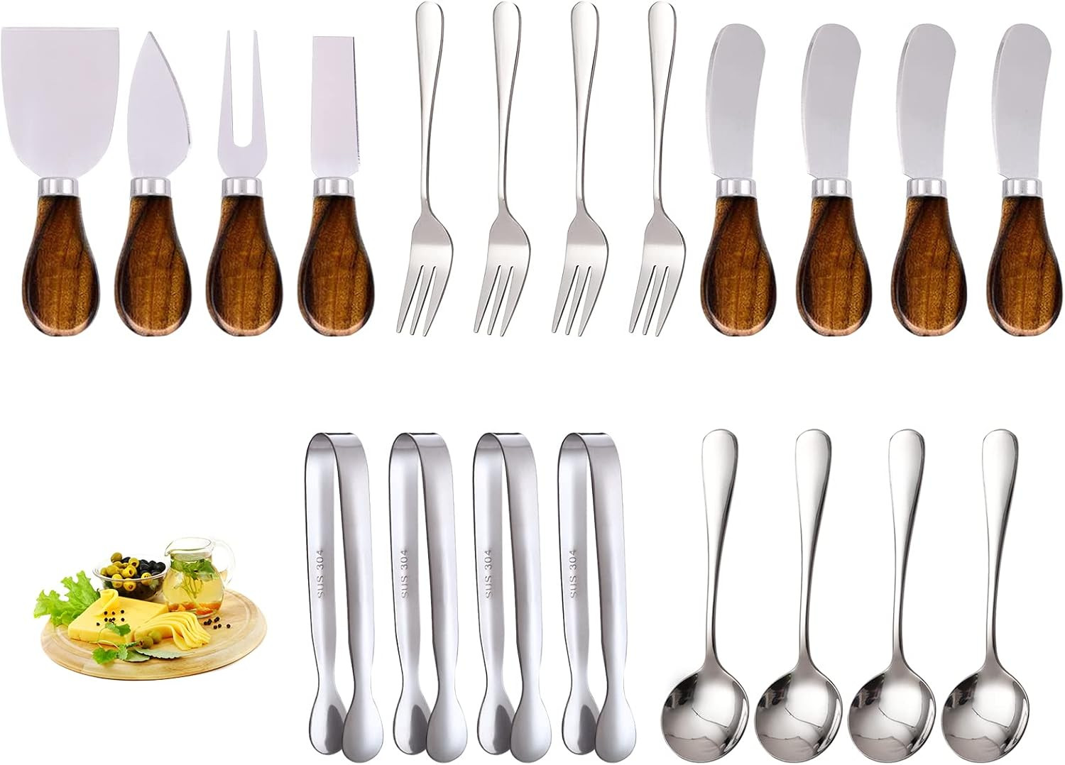 Charcuterie Accessories (20 Pcs), Cheese Spreaders for Charcuterie Board, Mini Serving Spoons, Forks and Mini Serving Tongs - Charcuterie Utensils for Butter, Cheese and Pastry Making | Amazon (US)