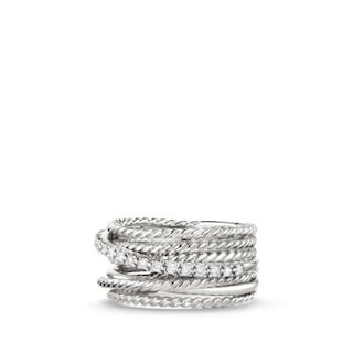 Crossover Wide Ring with Diamonds | David Yurman