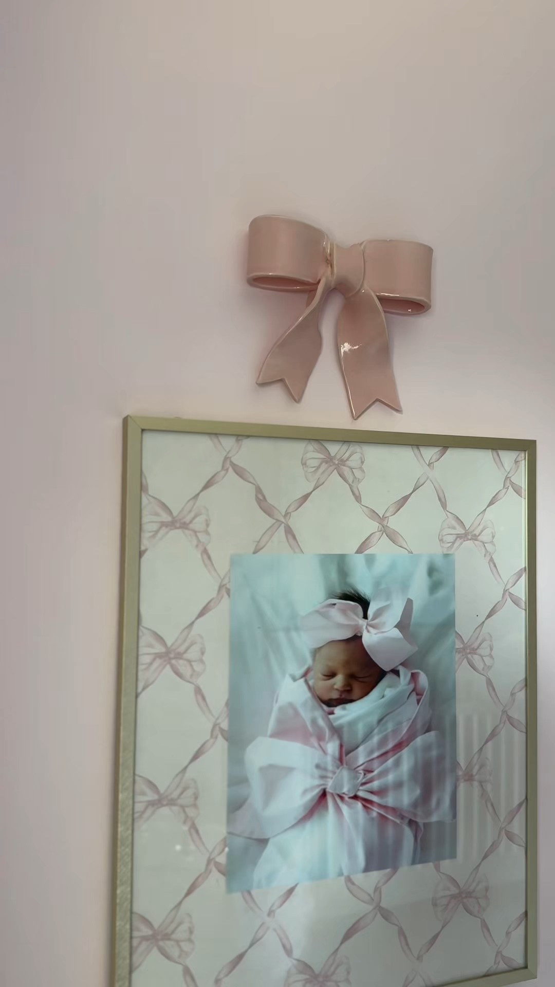 Ceramic pink bow nursery decor 