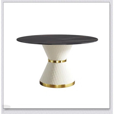 Modern Artificial Stone Round Dining Table With Carbon Base, Seats 6, Durable And Stylish For Any Home | Wayfair North America