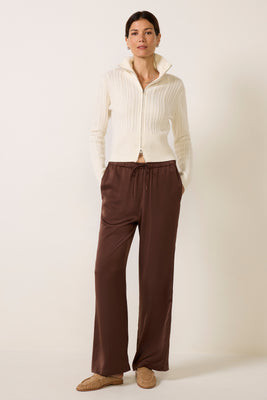 EVEREVE Women's Kali Satin Pants, Size Large, Brown | Evereve