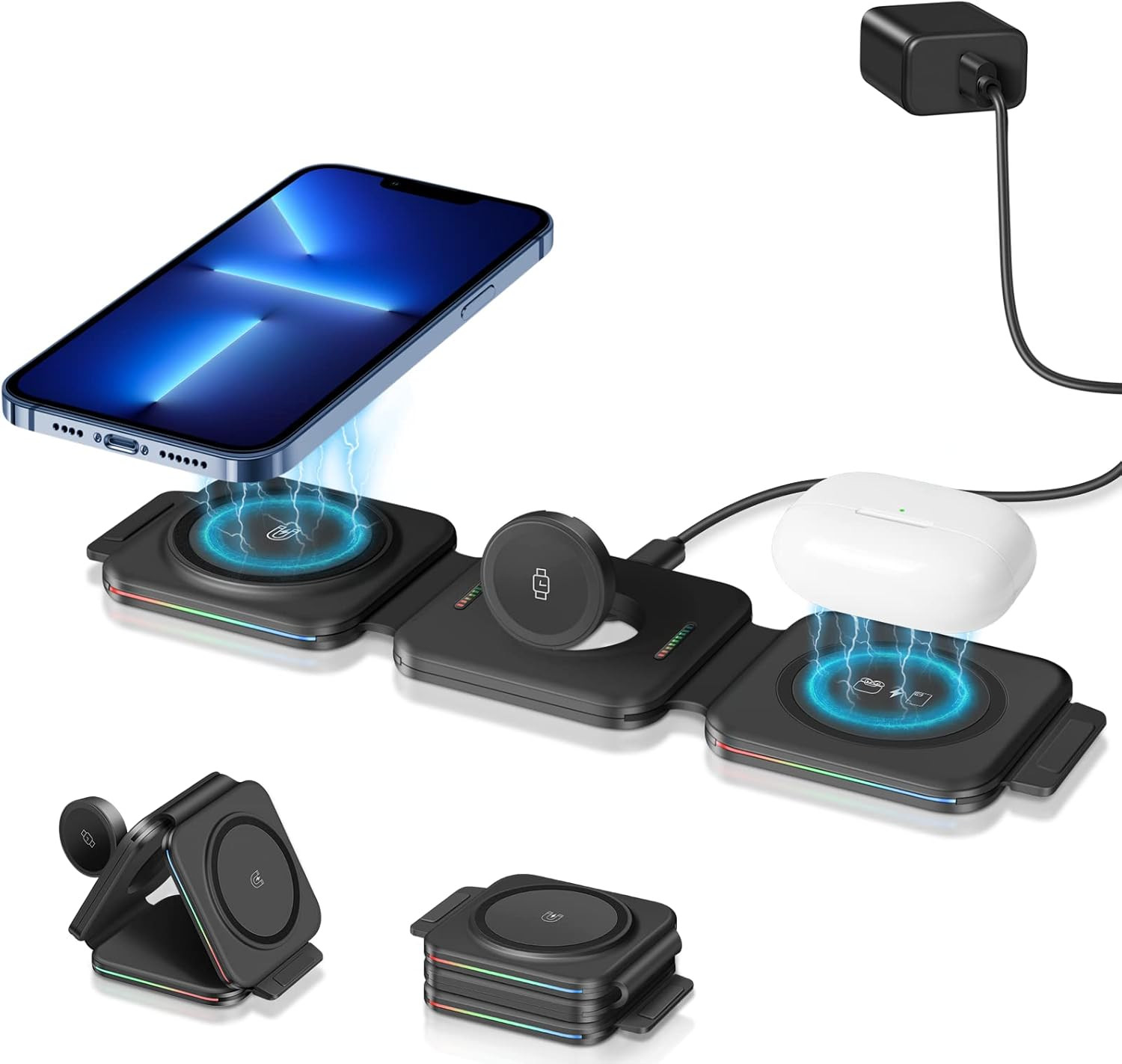 3 in 1 Wireless Charging Station, BOCLOUD Fast Mag-Safe Charger Stand [Portable & Foldable] Charg... | Amazon (US)