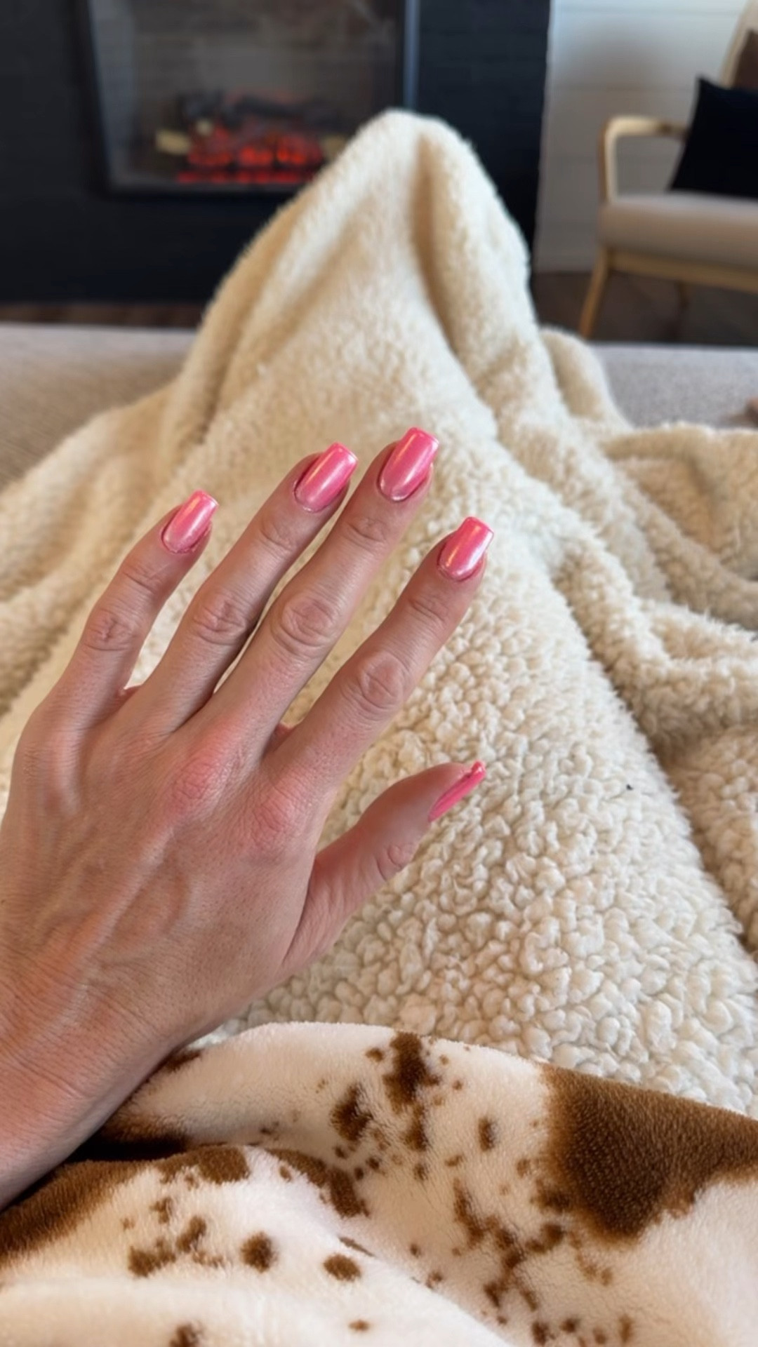 Chrome nails, pink nails, valentines nails 