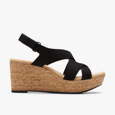 Clarks Womens Rose Style Black Nubuck Sandals 10 Wide | Target