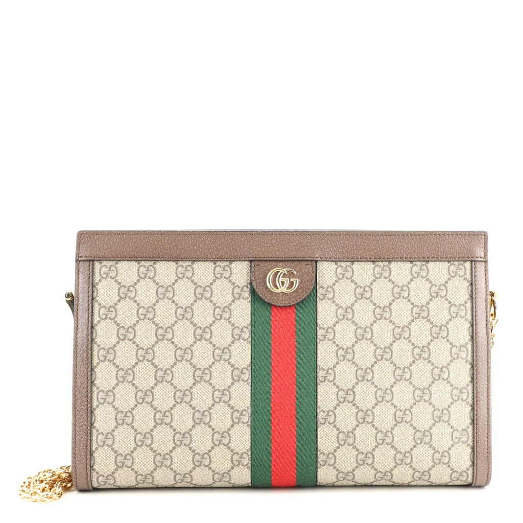 Gucci Ophidia Chain Shoulder Bag GG Coated Canvas Medium Brown 1726363 | Rebag
