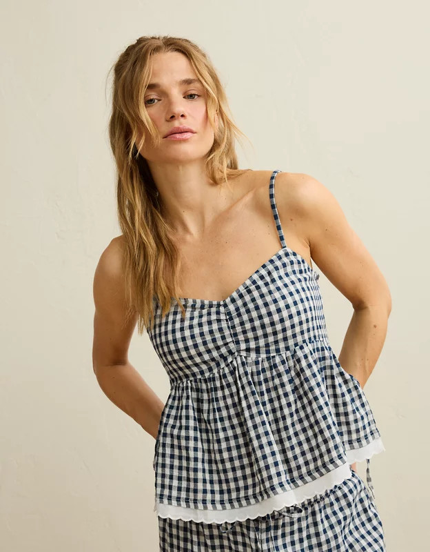 AE Gingham Side-Tie Cami | American Eagle Outfitters (US & CA)