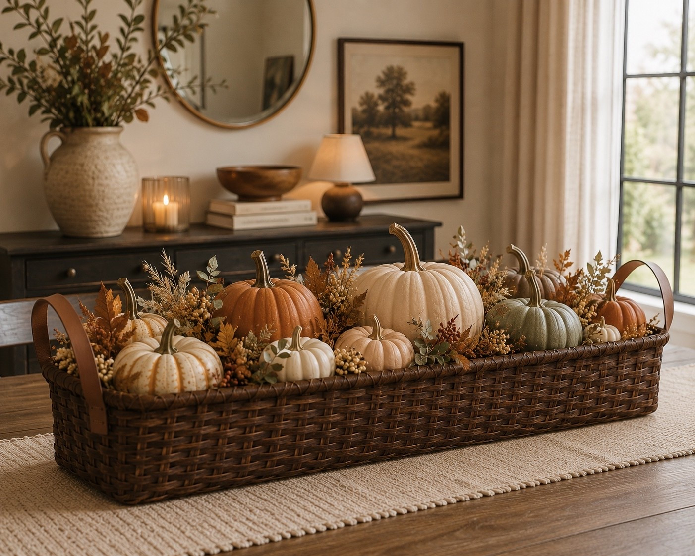 Target fall decor is SO good this year. 🍂🤎 This Threshold rattan long basket makes the prettiest fall table centerpiece filled with pumpkins, seasonal stems, and warm autumn colors. I love how easy it is to style for a cozy Thanksgiving tablescape too!

Target fall decor, Threshold fall decor, fall centerpiece, pumpkin centerpiece, fall table decor, Thanksgiving centerpiece, autumn home decor, rattan basket, fall tablescape, Target home finds

#LTKSeasonal #LTKHome