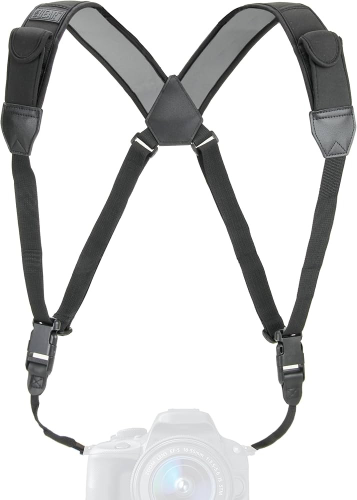 USA GEAR DSLR Camera Strap Chest Harness with Quick Release Buckles, Black Neoprene Pattern and A... | Amazon (US)