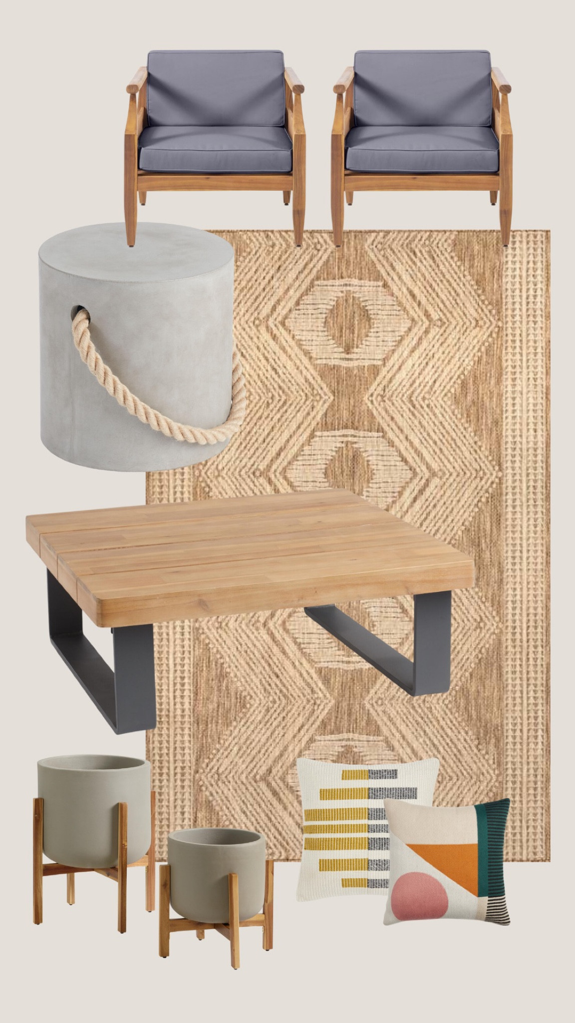 Outdoor patio and décor furniture and decor.  This neutral grey pallet is what we use for our patio.  I love the natural wood tones with the grey mixed with a few bright colors in the outdoor pillows! 

#LTKhome #LTKSeasonal #LTKstyletip