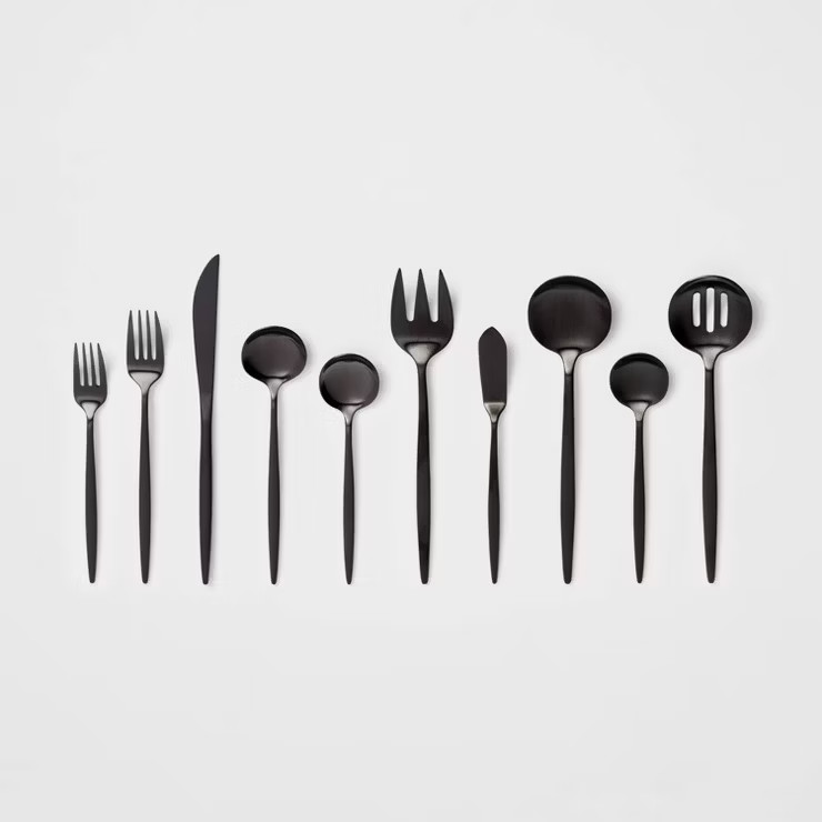 45pc Shapleigh Flatware Set Matte Black - Threshold™ | Target